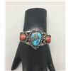 Image 2 : Hefty Vintage Turquoise and Coral Bracelet
