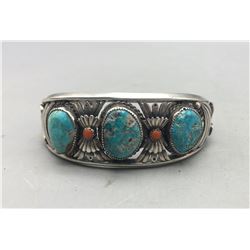 Vintage Turquoise and Coral Bracelet