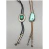 Image 3 : Two Vintage Bolos - One Turquoise and One Malachite