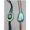 Image 4 : Two Vintage Bolos - One Turquoise and One Malachite