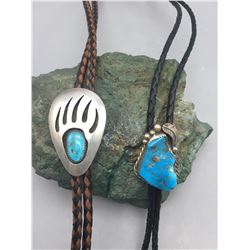 Two Vintage Bolos with Turquoise