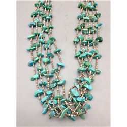 Vintage Six Strand Turquoise and Heishi Necklace