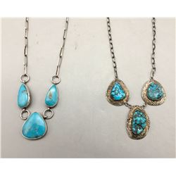 Two Turquoise and Sterling Silver Necklaces