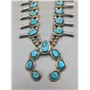 Image 1 : Turquoise and Sterling Silver Squash Blossom Necklace