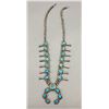 Image 2 : Turquoise and Sterling Silver Squash Blossom Necklace