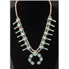 Image 9 : Turquoise and Sterling Silver Squash Blossom Necklace