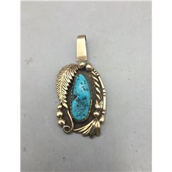Gold Sterling Silver and Turquoise Pendant