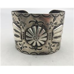 Vintage Stamped Bracelet with Repousse