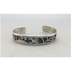 Sterling Silver Hopi Overlay Bracelet