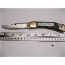 BUCK 2 PIN (WORD - STAMP) KNIFE IN SHEATH