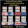 Image 1 : Group of 4 United States Mint Uncirculated Coin Sets In Original Government Packaging 1999-2002 80 c