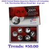 Image 1 : 2009 United States Quarters District of Columbia and U.S. Territories Silver Proof Set - 6 pc set   