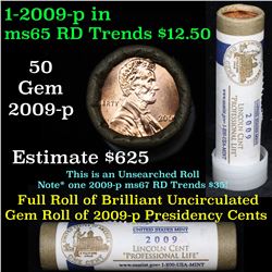***Auction Highlight***  Full 1c orig shotgun roll, 2009-p Presidency Lincoln Cent Roll United State