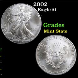 2002 Silver Eagle Dollar $1 Grades Mint State