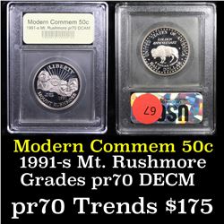 Proof 1991-S Mount Rushmore Modern Commem Half Dollar 50c Grades GEM++ Proof Deep Cameo