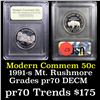 Image 1 : Proof 1991-S Mount Rushmore Modern Commem Half Dollar 50c Grades GEM++ Proof Deep Cameo