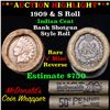 Image 1 : ***Auction Highlight*** Indian 1c Shotgun Roll, 1909 end, KEY date 's' mint on the other, Wow! (fc)