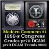 Image 1 : Proof 1989-S Congress Modern Commem Dollar $1 Grades GEM++ Proof Deep Cameo