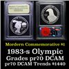 Image 1 : Proof ***Auction Highlight*** 1983-S Olympics Modern Commem Dollar $1 Grades GEM++ Proof Deep Cameo 