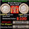 Image 1 : Mixed small cents 1c orig shotgun roll, 1919-d Wheat Cent, 1897 Indian Cent other end, McDonalds Wra