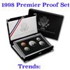 Image 1 : 1998 United States Mint Premier Silver Proof Set in Display case 5 coins Grades