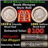 Image 1 : Mixed small cents 1c orig shotgun roll, 1919-s Wheat Cent, 1896 Indian Cent other end, McDonalds Wra