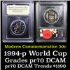 Image 1 : Proof ***Auction Highlight*** 1994-P World Cup Modern Commem Half Dollar 50c Grades GEM++ Proof Deep