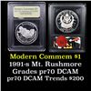 Image 1 : Proof 1991-S Mount Rushmore Modern Commem Dollar $1 Grades GEM++ Proof Deep Cameo