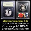 Image 1 : Proof 2013-S 5-Star Generals Arnold & Bradley Modern Commem Half Dollar 50c Grades GEM++ Proof Deep 