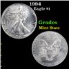 Image 1 : 1994 Silver Eagle Dollar $1 Grades Mint State