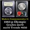 Image 1 : ***Auction Highlight*** 1983-p Olympics Modern Commem Dollar $1 Grades ms70, Perfection (fc)