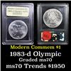 Image 1 : ***Auction Highlight*** 1983-d Olympics Modern Commem Dollar $1 Grades ms70, Perfection (fc)