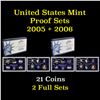 Image 1 : 2005 & 2006 United States Mint Proof Set 20 coins Grades