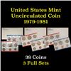 Image 1 : Group of 3 United States Mint Uncirculated Coin Sets In Original Government Packaging 1979-1981 38 c