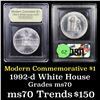 Image 1 : 1992-d White House Modern Commem Dollar $1 Graded ms70, Perfection By USCG