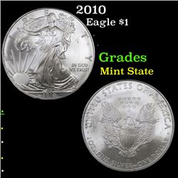 2010 Silver Eagle Dollar $1 Grades Mint State