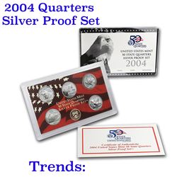 2004 United States Quarters Silver Proof Set - 5 pc set Grades