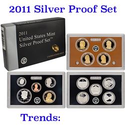 2011 United States Mint Silver Proof Set - 14 pc set, about 1 1/2 ounces of pure silver Grades