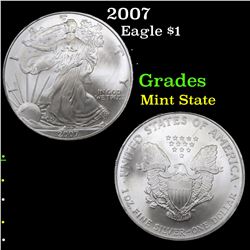 2007 Silver Eagle Dollar $1 Grades Mint State