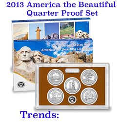 2013 United States Quarters America the Beautiful Proof Set - 5 pc set Grades