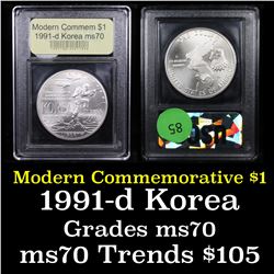 1991-d Korean War Modern Commem Dollar $1 Graded ms70, Perfection By USCG