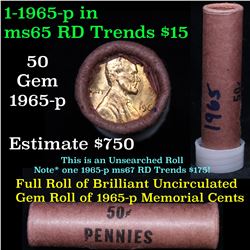 ***Auction Highlight***  Full 1c orig shotgun roll, 1965-p Lincoln Cents Grades (fc)