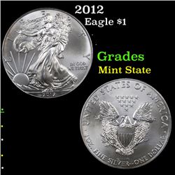 2012 Silver Eagle Dollar $1 Grades Mint State