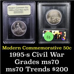 1995-S Civil War Modern Commem Half Dollar 50c Graded ms70, Perfection By USCG