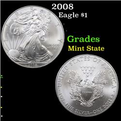 2008 Silver Eagle Dollar $1 Grades Mint State