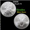 Image 1 : 2008 Silver Eagle Dollar $1 Grades Mint State