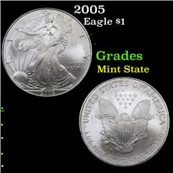 2005 Silver Eagle Dollar $1 Grades Mint State