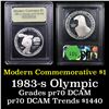 Image 1 : Proof ***Auction Highlight*** 1983-S Olympics Modern Commem Dollar $1 Grades GEM++ Proof Deep Cameo