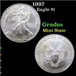 1997 Silver Eagle Dollar $1 Grades Mint State