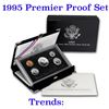 Image 1 : 1995 United States Mint Premier Silver Proof Set in Display case 5 coins Grades